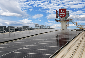 Solar panels on roof of production facility in Gränges Shanghai.