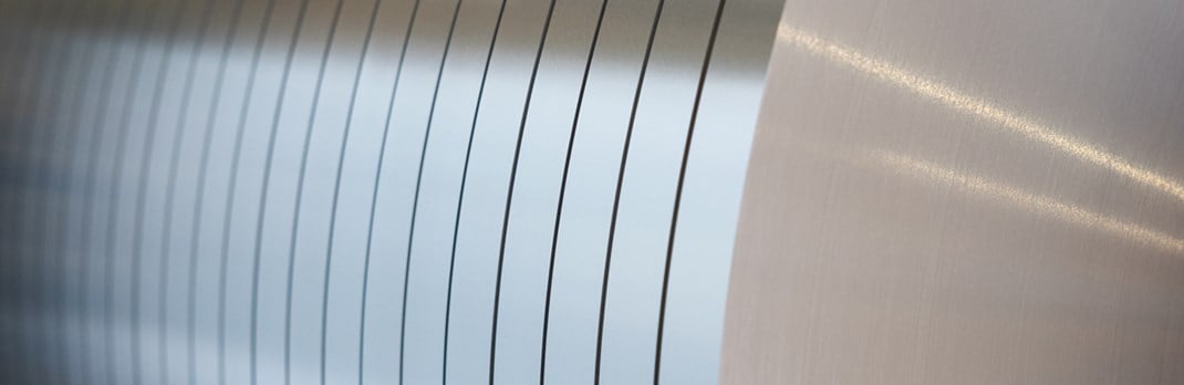 Close up of a slitted aluminium coil.