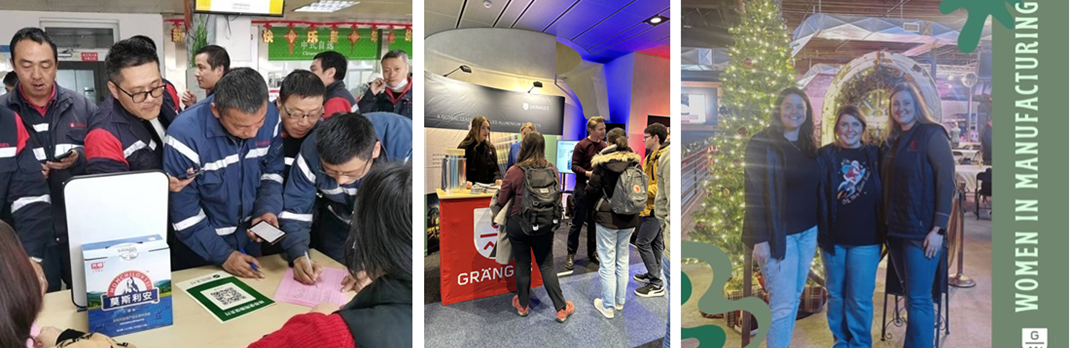 Collage of Gränges engaging in activities in local communities.