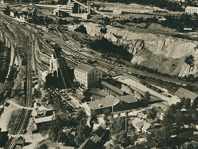 Aerial photo of the production in Grängesberg area in 1932.