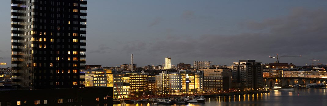 Buildings with aluminium facade.