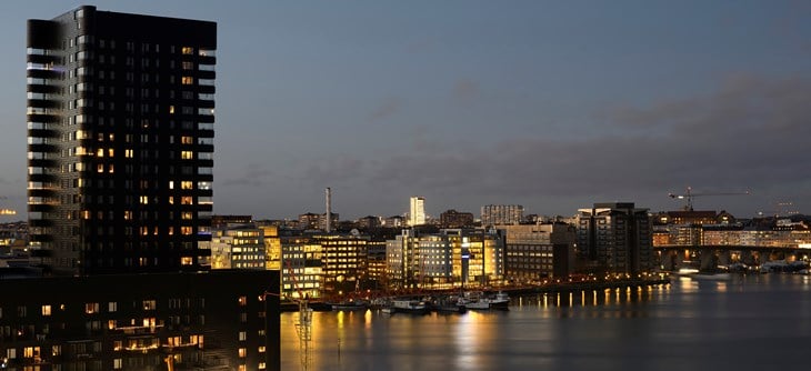 Buildings with aluminium facade.