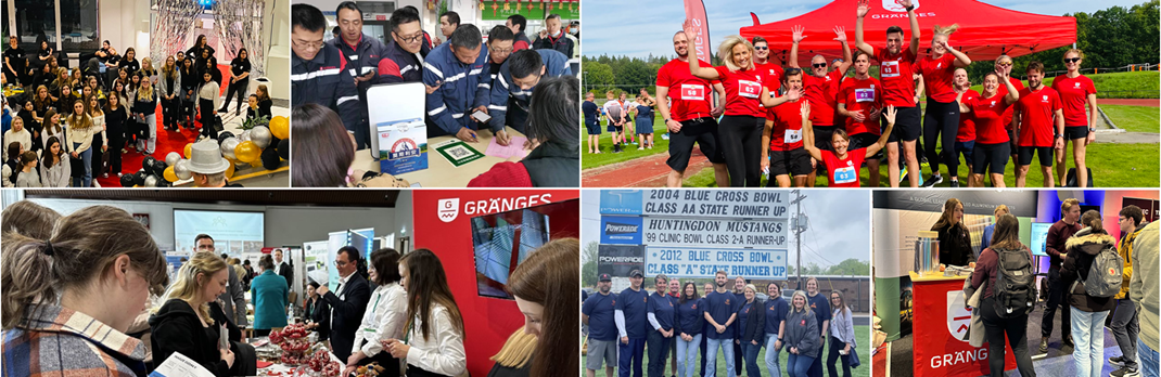 Collage of Gränges employees engaging in local communities.