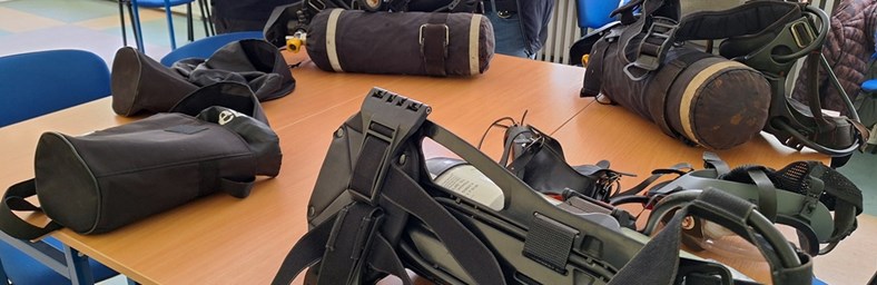 Employees learning about emergency safety equipment.